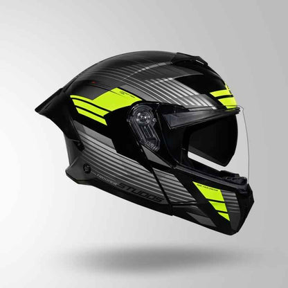 Studds Trooper Trail Black & Grey / Fluorescent Yellow - Helmet