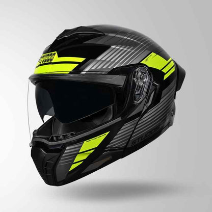 Studds Trooper Trail Black & Grey / Fluorescent Yellow - Helmet