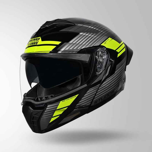 Studds Trooper Trail Black & Grey / Fluorescent Yellow - Helmet