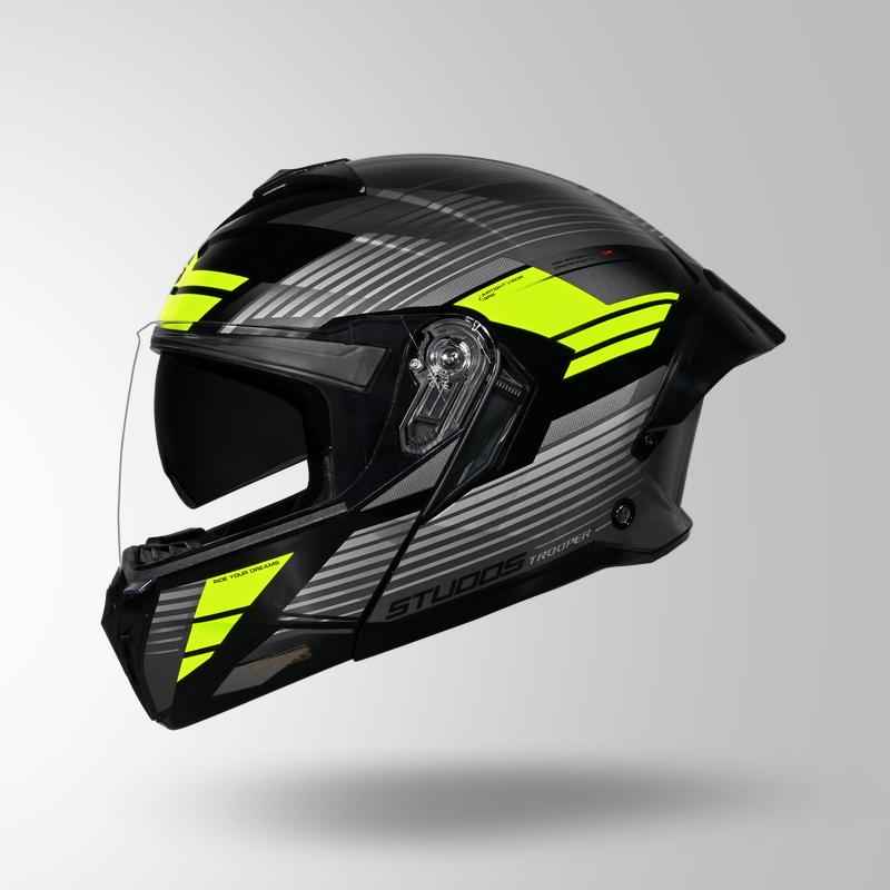 Studds Trooper Trail Black & Grey / Fluorescent Yellow - Helmet