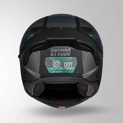 Studds Trooper Trail Matt Black & Grey / Chameleon Blue - Helmet