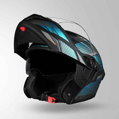 Studds Trooper Trail Matt Black & Grey / Chameleon Blue - Helmet