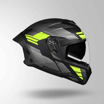 Studds Trooper Trail Matt Black & Grey / Fluorescent Yellow - Helmet