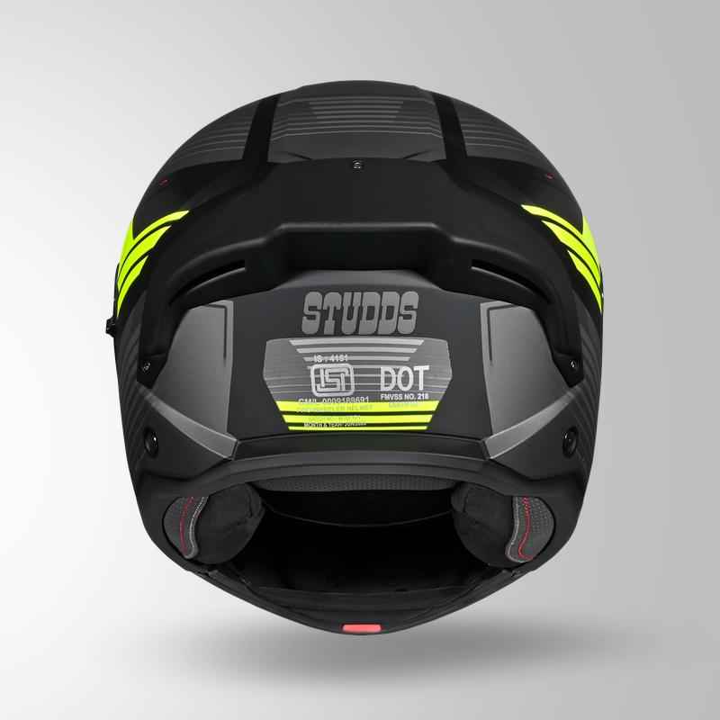 Studds Trooper Trail Matt Black & Grey / Fluorescent Yellow - Helmet