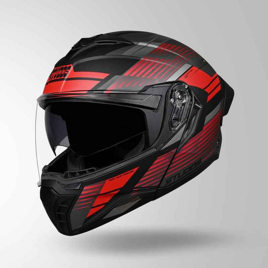 Studds Trooper Trail Matt Black & Grey / Red - Helmet