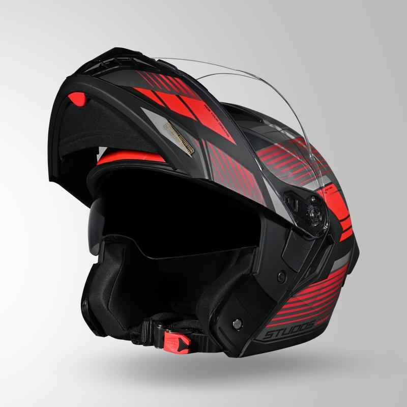 Studds Trooper Trail Matt Black & Grey / Red - Helmet
