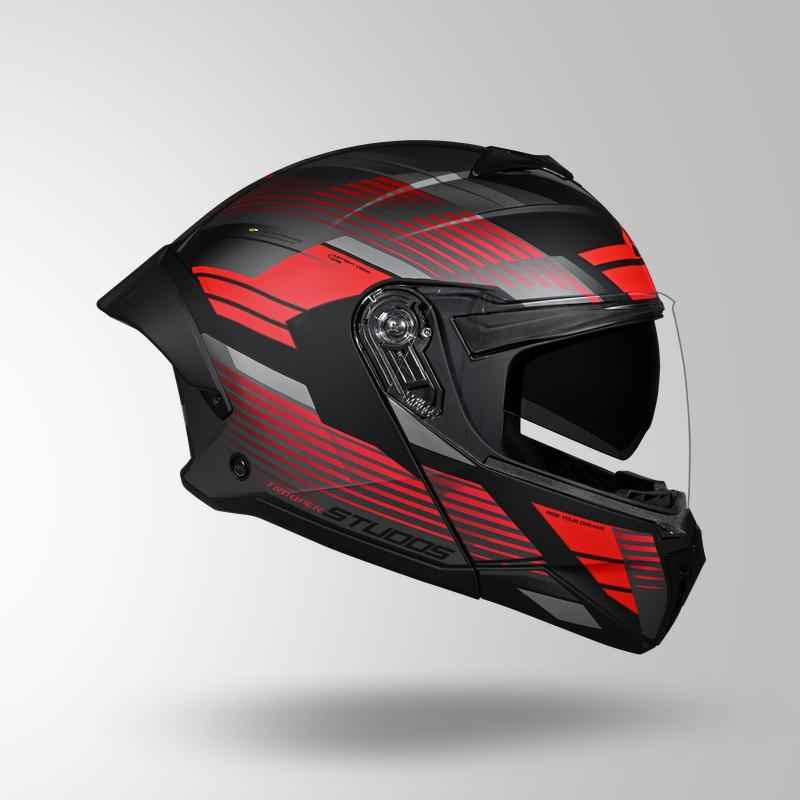 Studds Trooper Trail Matt Black & Grey / Red - Helmet