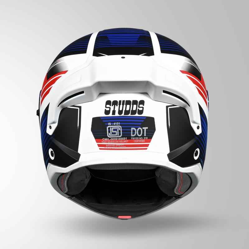 Studds Trooper Trail Matt White & Blue / Red - Helmet