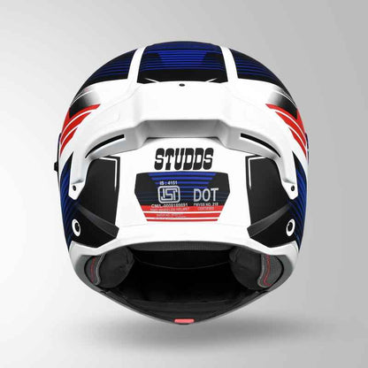 Studds Trooper Trail Matt White & Blue / Red - Helmet