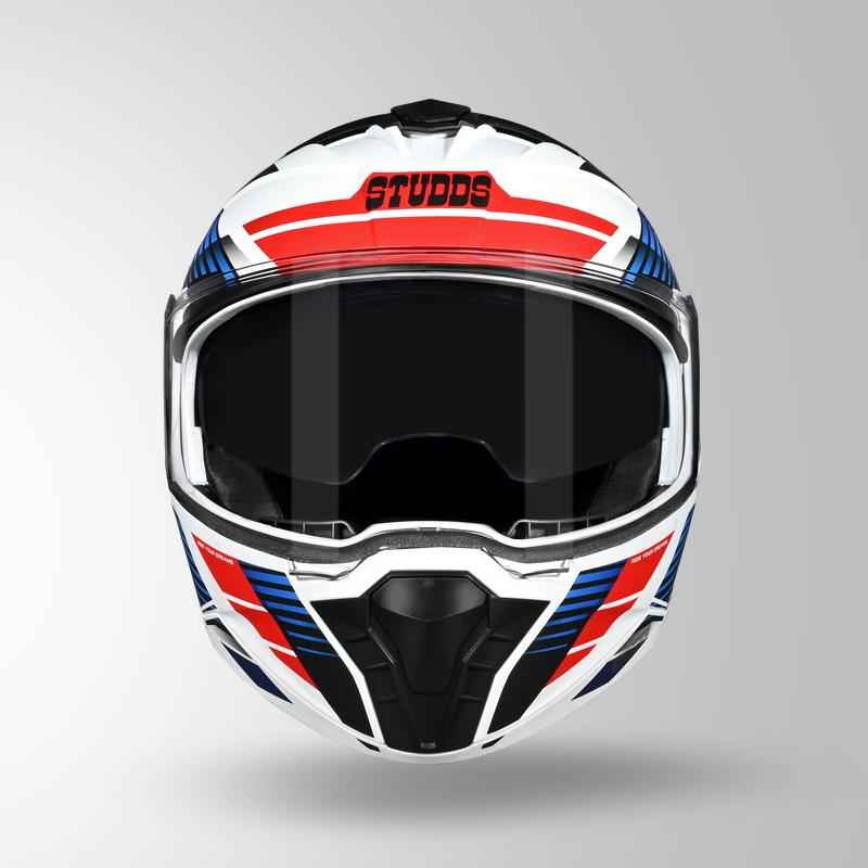 Studds Trooper Trail Matt White & Blue / Red - Helmet
