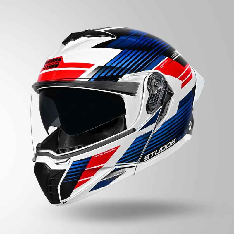 Studds Trooper Trail White & Blue / Red - Helmet