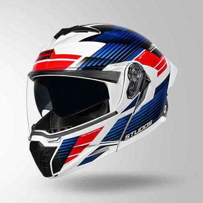 Studds Trooper Trail White & Blue / Red - Helmet
