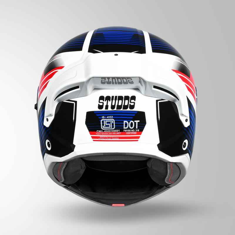 Studds Trooper Trail White & Blue / Red - Helmet