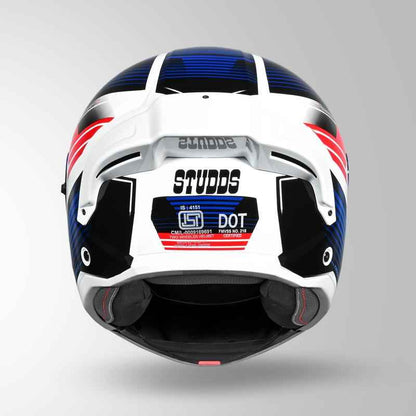 Studds Trooper Trail White & Blue / Red - Helmet