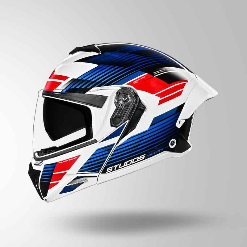 Studds Trooper Trail White & Blue / Red - Helmet