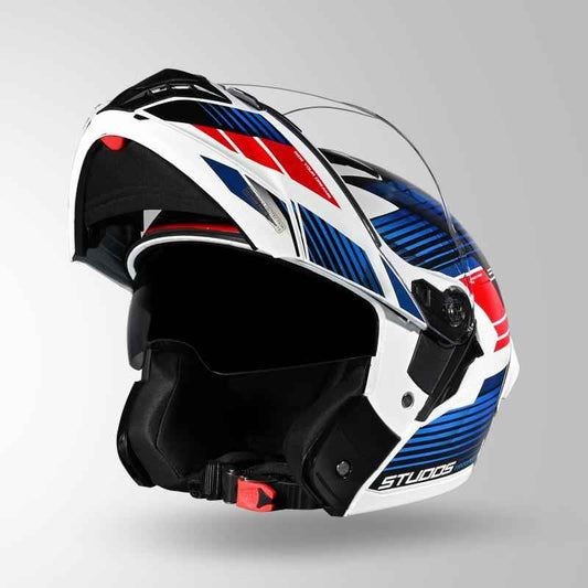 Studds Trooper Trail White & Blue / Red - Helmet