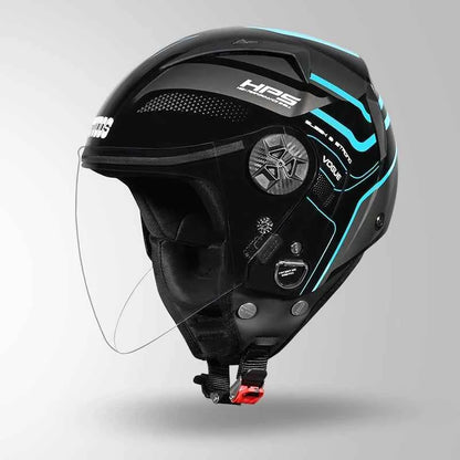 Studds Vogue D1 Square Decor Black & Pastel Blue N1 - Helmet