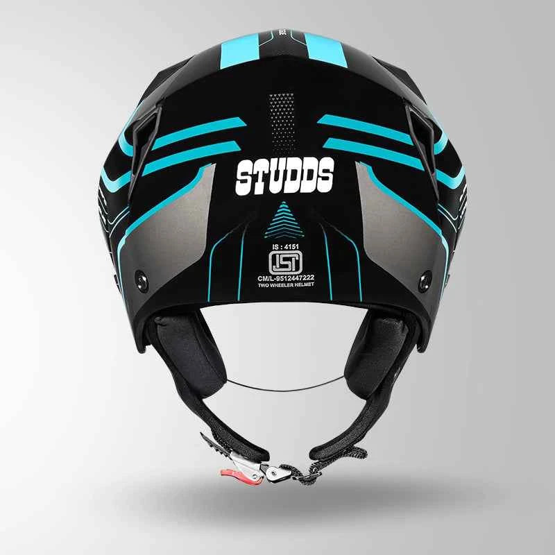 Studds Vogue D1 Square Decor Black & Pastel Blue N1 - Helmet