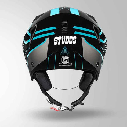 Studds Vogue D1 Square Decor Black & Pastel Blue N1 - Helmet