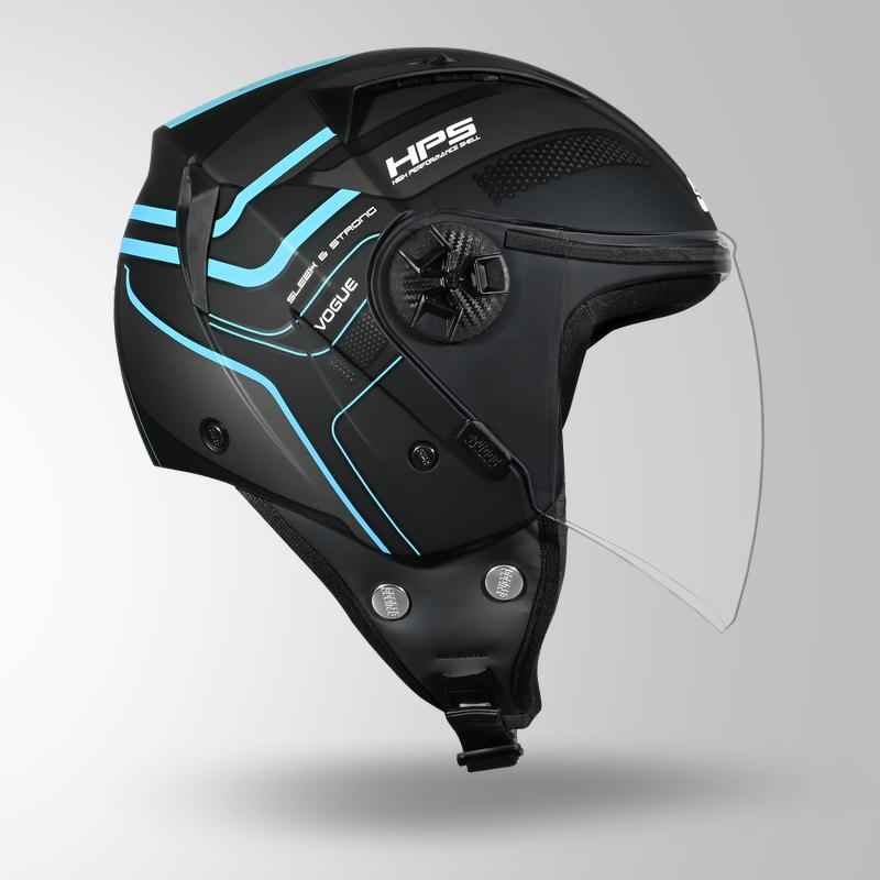 Studds Vogue D1 Square Decor Matt Black & Pastel Blue N1 - Helmet