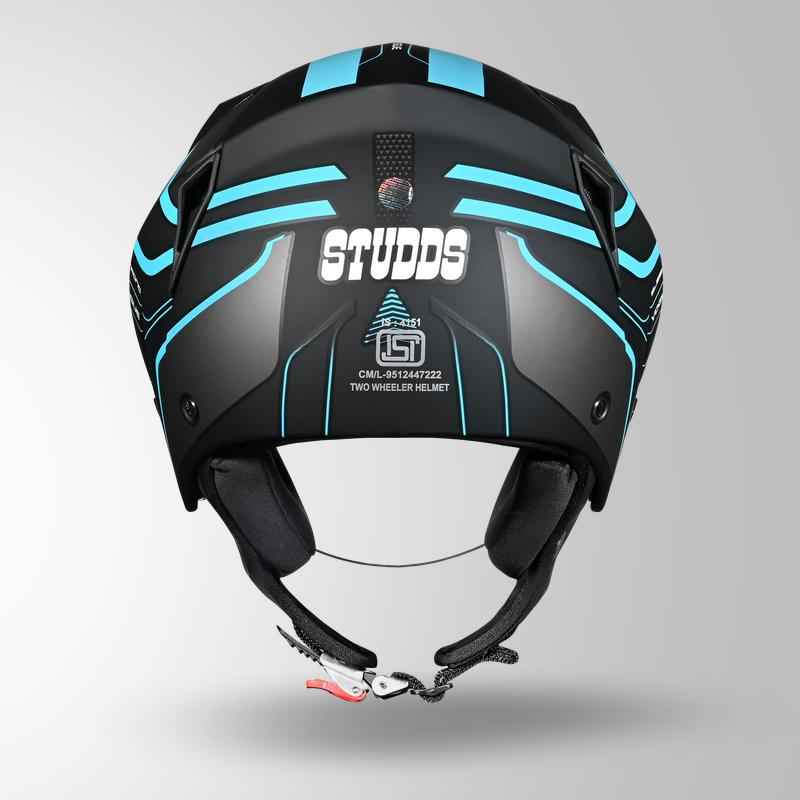 Studds Vogue D1 Square Decor Matt Black & Pastel Blue N1 - Helmet