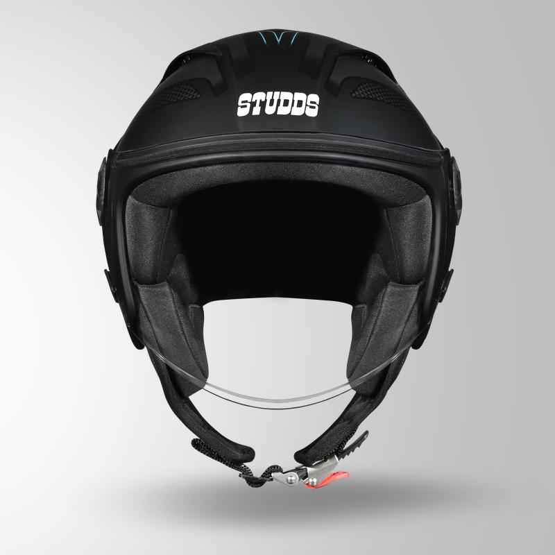 Studds Vogue D1 Square Decor Matt Black & Pastel Blue N1 - Helmet