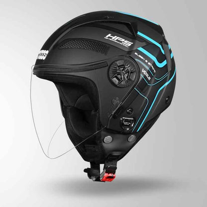 Studds Vogue D1 Square Decor Matt Black & Pastel Blue N1 - Helmet