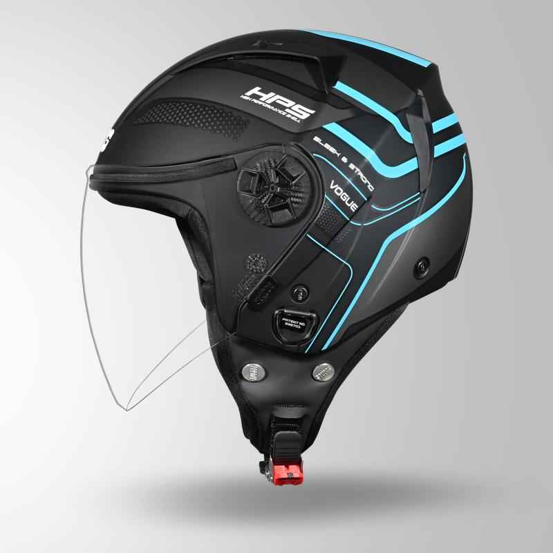 Studds Vogue D1 Square Decor Matt Black & Pastel Blue N1 - Helmet