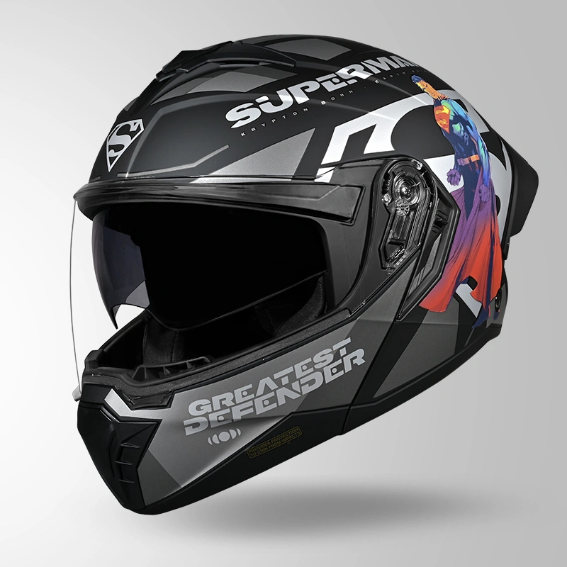 Studds Trooper Superman Edition Matt Black & Grey - Helmet