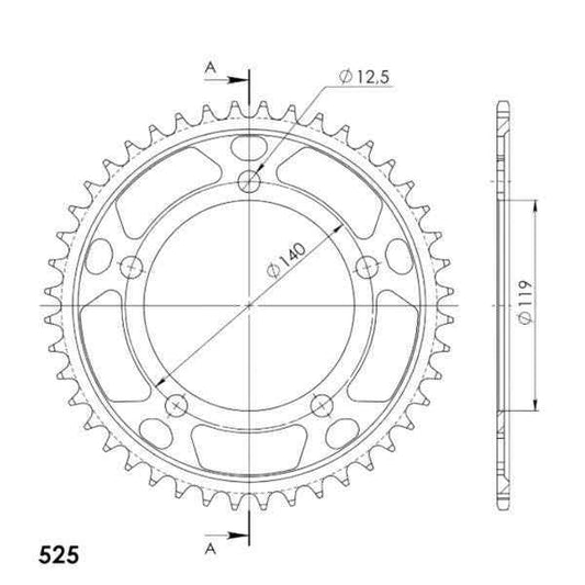 Supersprox Steel Rear Sprocket RFE-1790:44-BLK