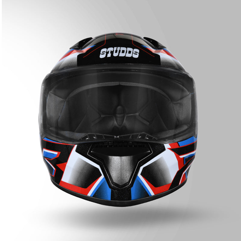 Studds Thunder D6 Decor Black / White & Blue With Spoiler - Full Face Helmets