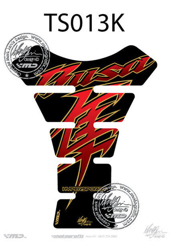 Motografix Suzuki GSX1300R Hayabusa Black / Red Motorcycle Tank Pad Protector (TS013K) - Riders Junction