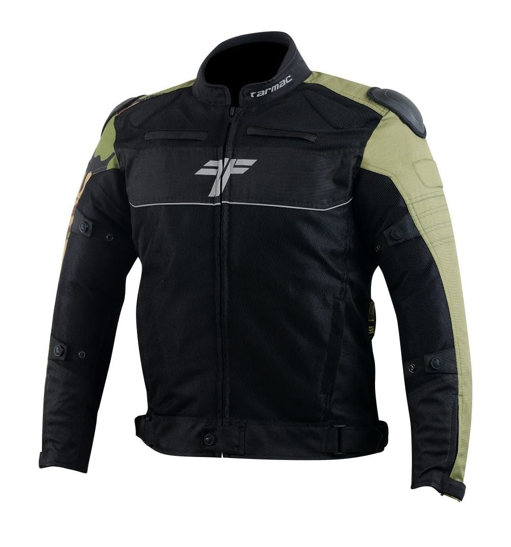 Tarmac One III Black/Army Camo/Olive Green Level 2 Riding Jacket with PU Chest Protectors
