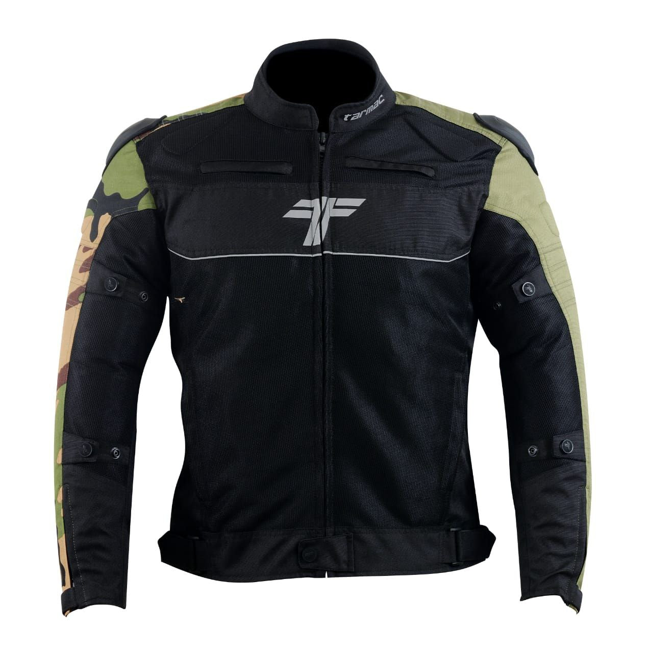 Tarmac One III Black/Army Camo/Olive Green Level 2 Riding Jacket with PU Chest Protectors