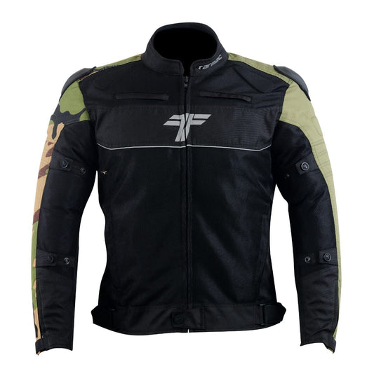 Tarmac One III Black/Army Camo/Olive Green Level 2 Riding Jacket with PU Chest Protectors