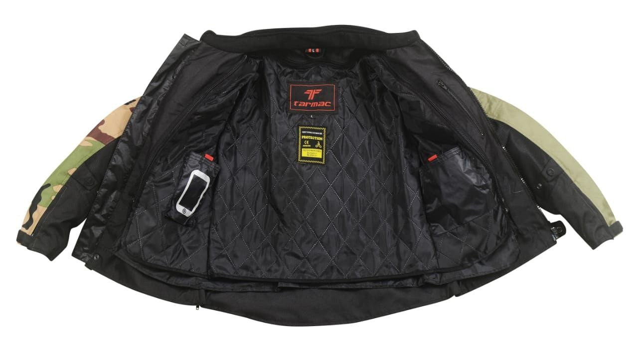 Tarmac One III Black/Army Camo/Olive Green Level 2 Riding Jacket with PU Chest Protectors