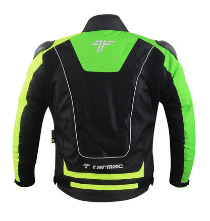 Tarmac One III Black/Green/Fluorescent Level 2 Riding Jacket with PU Chest Protectors