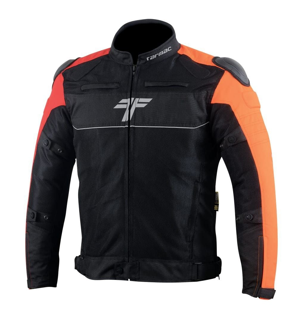 Tarmac One III Black/Red/Orange Level 2 Riding Jacket with PU Chest Protectors