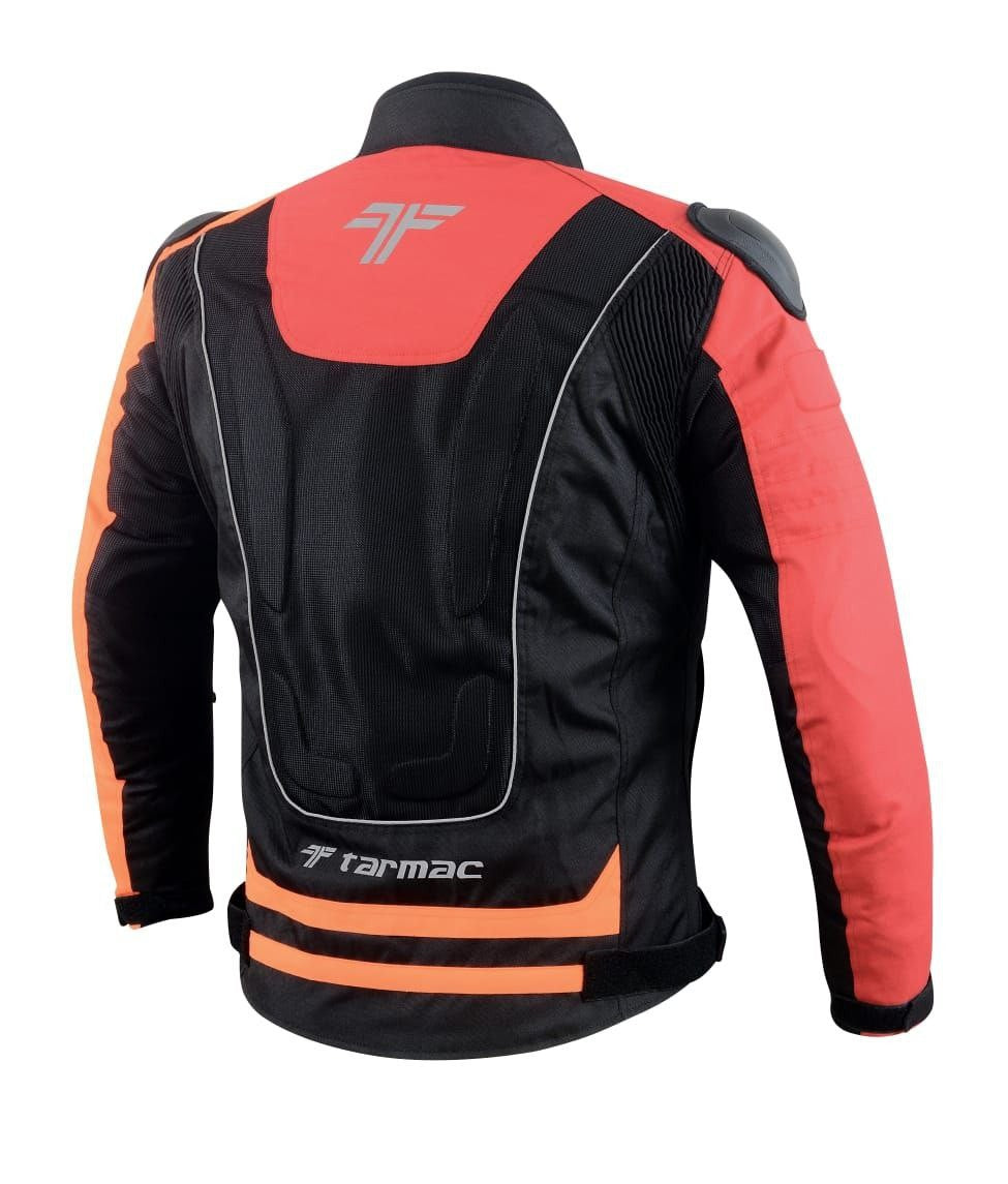 Tarmac One III Black/Red/Orange Level 2 Riding Jacket with PU Chest Protectors