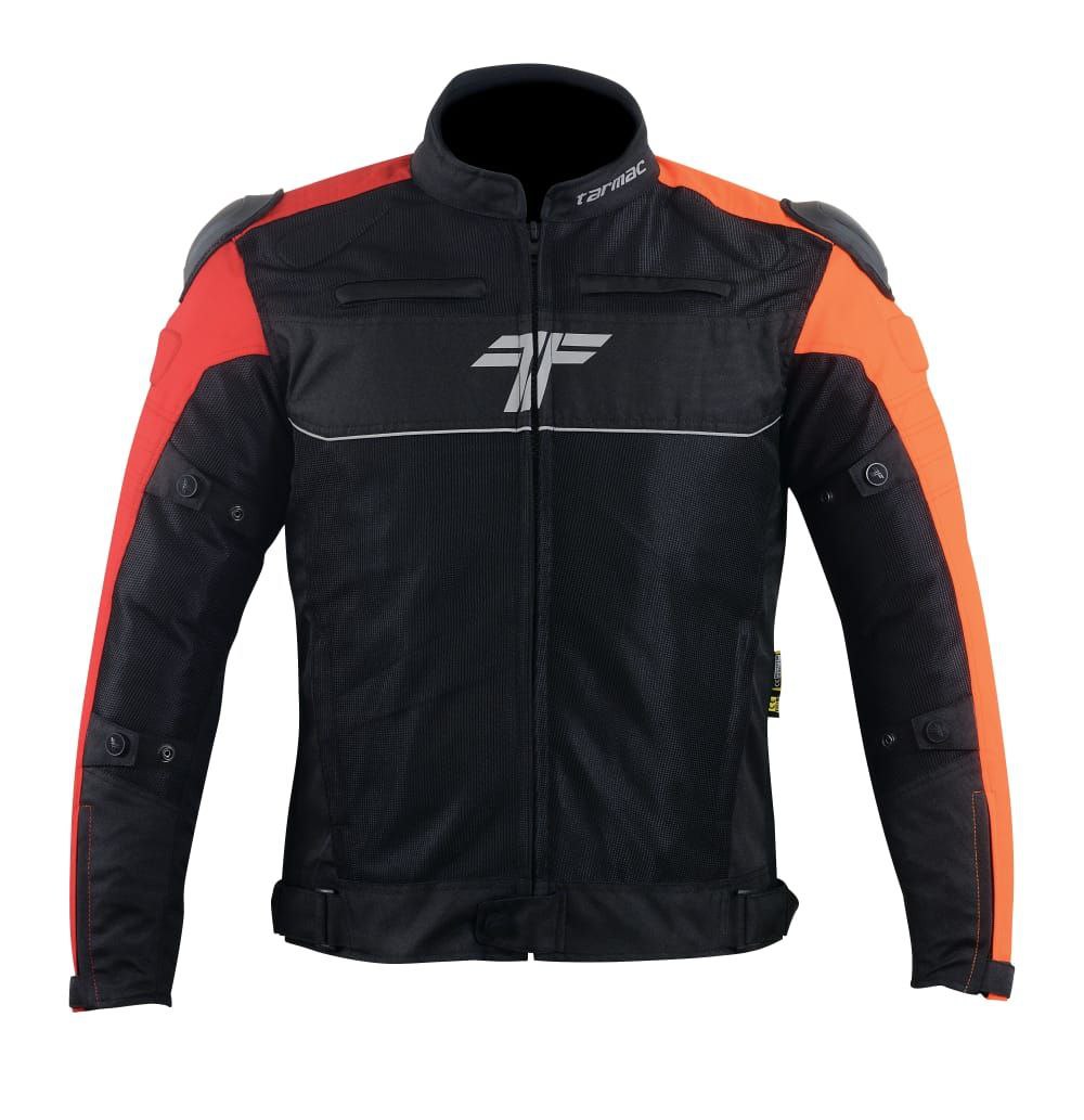 Tarmac One III Black/Red/Orange Level 2 Riding Jacket with PU Chest Protectors