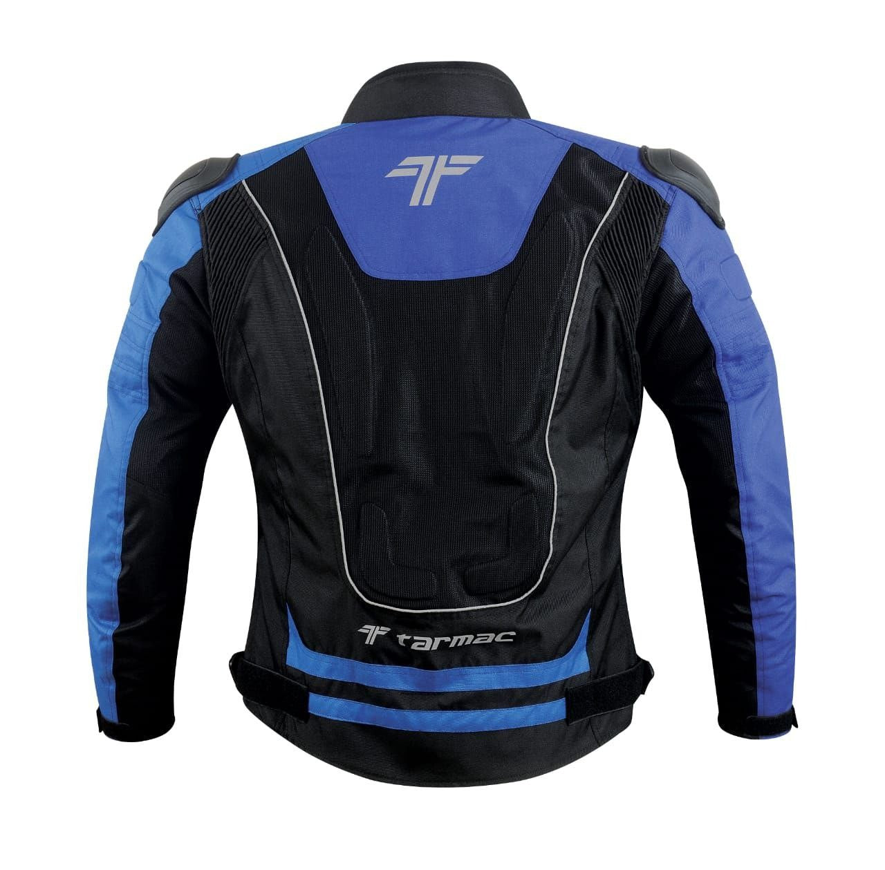 Tarmac One III Black/Sky Blue/Royal Blue Level 2 Riding Jacket with PU Chest Protectors