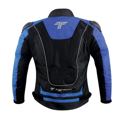 Tarmac One III Black/Sky Blue/Royal Blue Level 2 Riding Jacket with PU Chest Protectors
