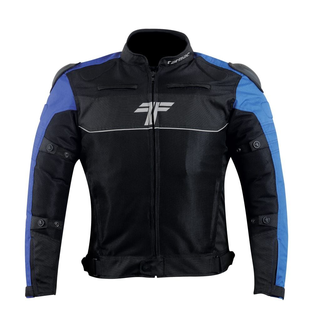 Tarmac One III Black/Sky Blue/Royal Blue Level 2 Riding Jacket with PU Chest Protectors