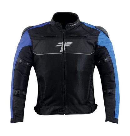 Tarmac One III Black/Sky Blue/Royal Blue Level 2 Riding Jacket with PU Chest Protectors