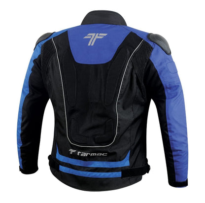 Tarmac One III Black/Sky Blue/Royal Blue Level 2 Riding Jacket with PU Chest Protectors