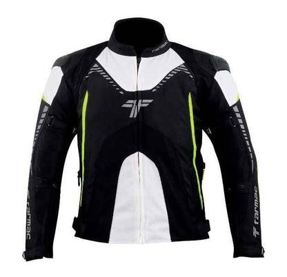 Tarmac Corsa Black/White/Fluorescent Riding Jacket with SAFE TECH protectors + FREE Tarmac Tex gloves