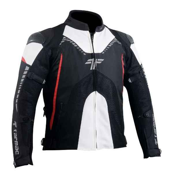 Tarmac Corsa Black/White/Red Riding Jacket with SAFE TECH protectors + FREE Tarmac Swift gloves