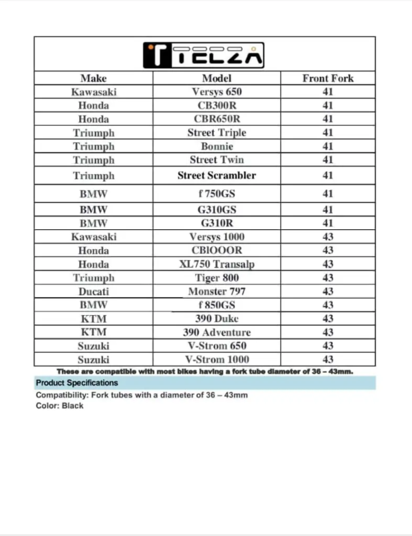 Tecza Shield Fork Seal Covers – Universal Fit