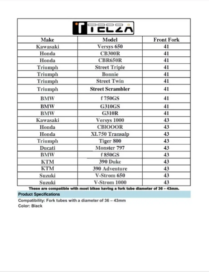 Tecza Shield Fork Seal Covers – Universal Fit