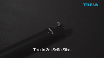 Telesin 3.0M/118.11" long Carbon Fiber Light weight Compact for Carry Monopod Selfie Stick for Insta360 X3&amp;2 / Go Pros camera (IS-MNP-300)